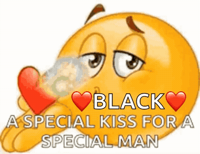 A Yellow Smiley Face Holding A Red Heart With The Words Black A Special Kiss For A Special Man GIF