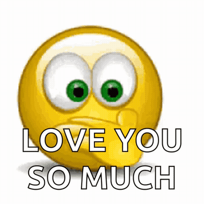 A Yellow Smiley Face Holding A Red Heart With The Words Love You So Much Below It GIF