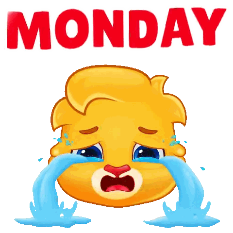 A Yellow Smiley Face Is Crying With The Word Monday Behind It Sticker