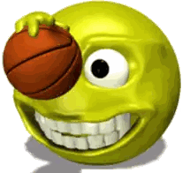 A Yellow Smiley Face Is Holding A Basketball In Front Of Its Eye Sticker