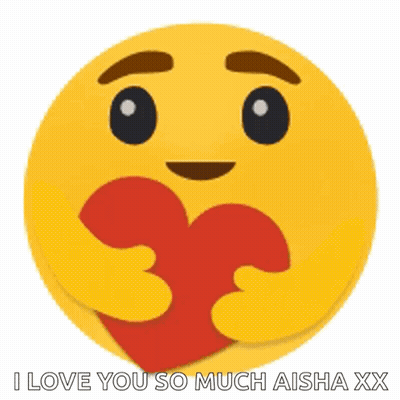 A Yellow Smiley Face Is Hugging A Red Heart With The Words I Love You So Much Aisha Xx Below It GIF