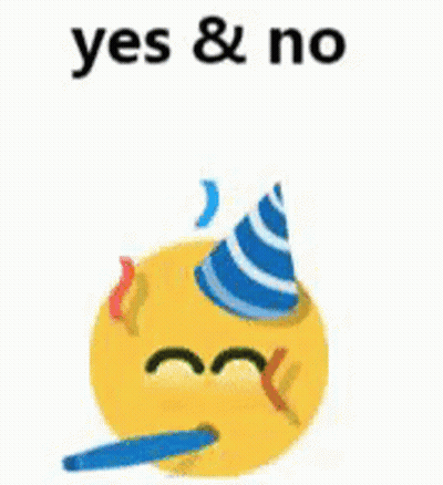 A Yellow Smiley Face Wearing A Party Hat And Holding A Blue Party Horn . GIF