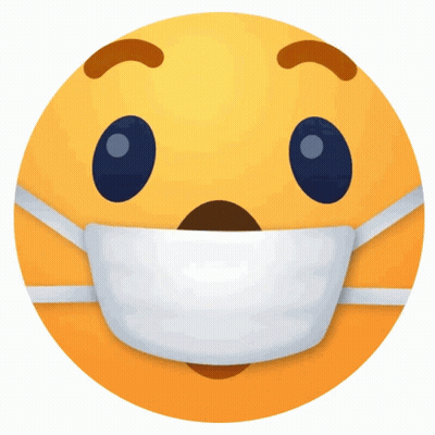 A Yellow Smiley Face Wearing A White Mask On Its Face GIF