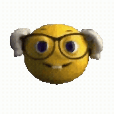 A Yellow Smiley Face Wearing Glasses And A Pair Of White Gloves GIF