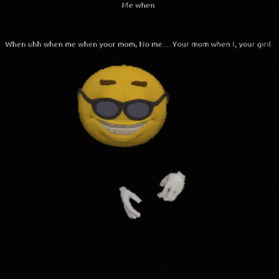 A Yellow Smiley Face Wearing Sunglasses And White Gloves With The Words Me When Below It GIF