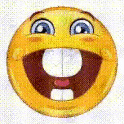 A Yellow Smiley Face With A Big Smile On It 'S Face GIF
