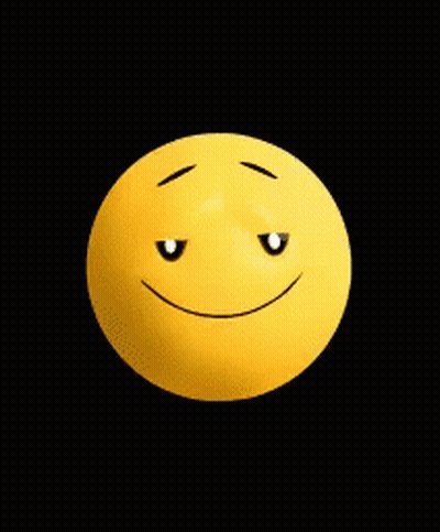 A Yellow Smiley Face With A Black Background And A Smile On It 'S Face . GIF