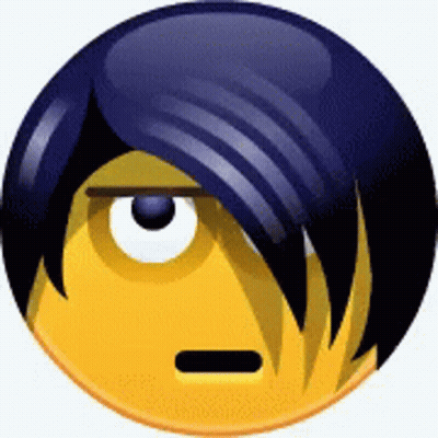 A Yellow Smiley Face With A Blue Haircut GIF