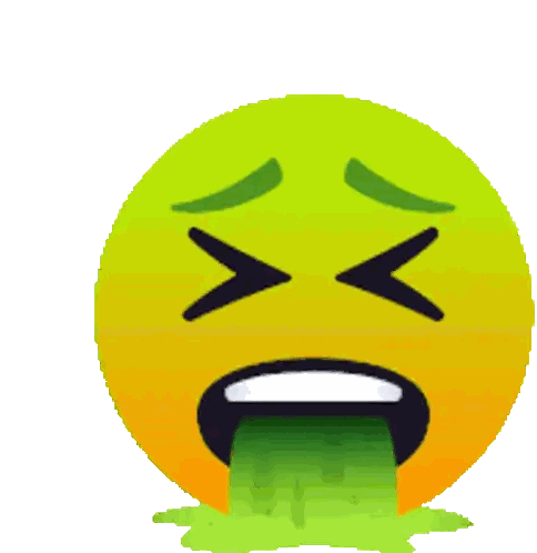 A Yellow Smiley Face With A Green Liquid Coming Out Of Its Mouth Sticker