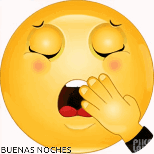 A Yellow Smiley Face With A Hand Covering Its Mouth And The Words Buenas Noches Written Below It GIF