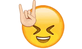 A Yellow Smiley Face With A Hand Making A Rock Sign Sticker