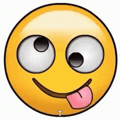 A Yellow Smiley Face With A Pink Tongue Sticking Out . GIF