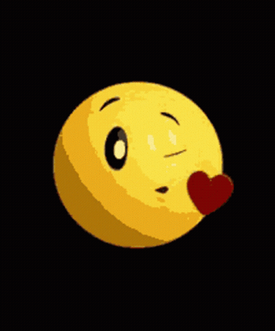 A Yellow Smiley Face With A Red Heart On Its Nose GIF