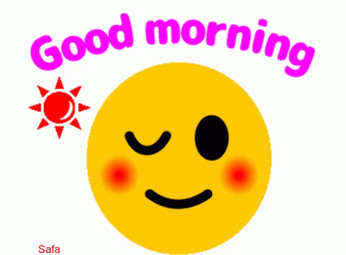 A Yellow Smiley Face With A Red Sun And The Words Good Morning GIF