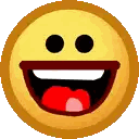 A Yellow Smiley Face With A Red Tongue Sticking Out Sticker