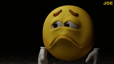 A Yellow Smiley Face With A Sad Look On Its Face And The Word Joe Below It GIF