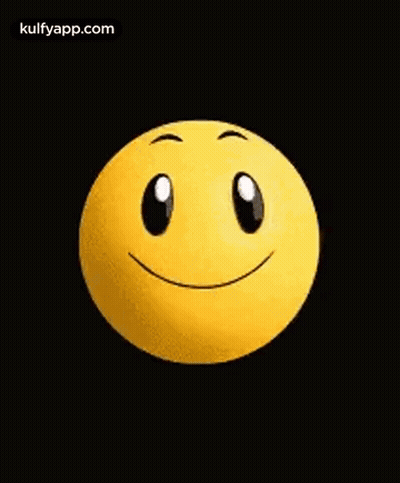 A Yellow Smiley Face With A Smile On It Is On A Black Background . GIF