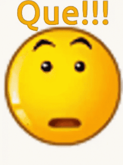 A Yellow Smiley Face With A Surprised Expression And The Word Que Written On It GIF
