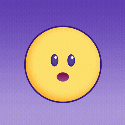A Yellow Smiley Face With A Surprised Look On It 'S Face GIF