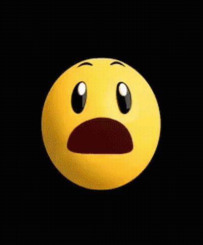 A Yellow Smiley Face With A Surprised Look On Its Face . GIF