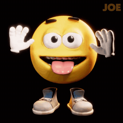 A Yellow Smiley Face With A Tongue Sticking Out And The Word Joe On The Bottom GIF