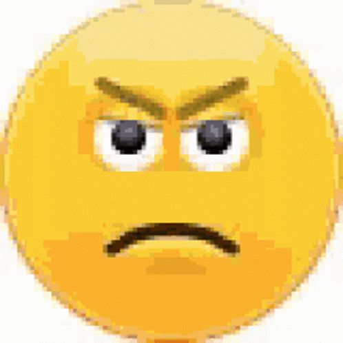 A Yellow Smiley Face With An Angry Expression On It . GIF