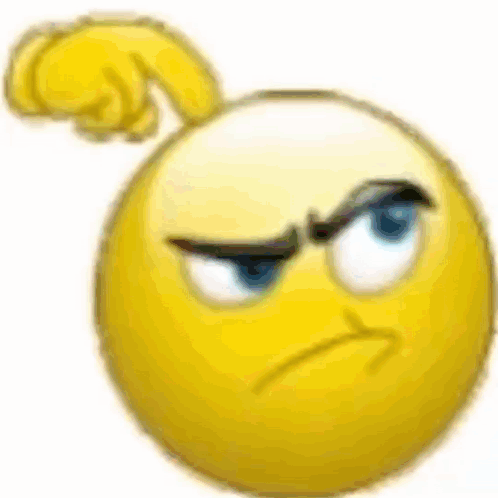 A Yellow Smiley Face With An Angry Look On Its Face And A Fist In Its Mouth . GIF