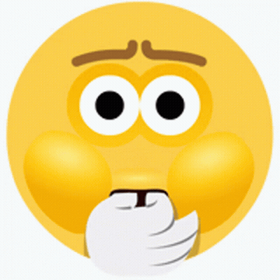 A Yellow Smiley Face With Big Eyes And A Hand Covering Its Mouth GIF