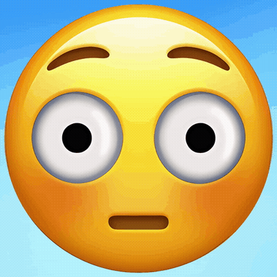 A Yellow Smiley Face With Big Eyes And A Surprised Look On Its Face GIF