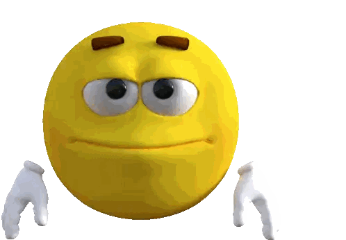 A Yellow Smiley Face With Big Eyes And White Teeth Is Waving Sticker