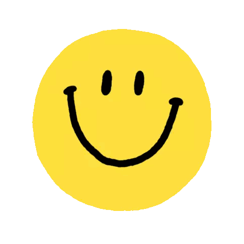A Yellow Smiley Face With Black Eyes And A Smile Sticker