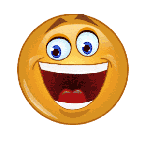 A Yellow Smiley Face With Blue Eyes And A Wide Smile GIF