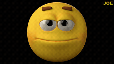 A Yellow Smiley Face With Brown Eyebrows And The Word Joe On The Bottom Right GIF