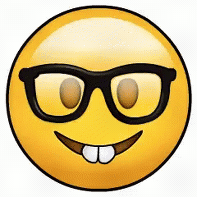 A Yellow Smiley Face With Glasses And A Big Smile GIF