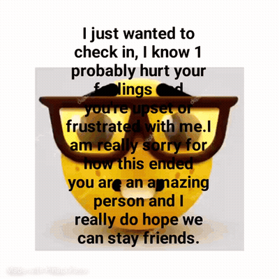 A Yellow Smiley Face With Glasses And A Mustache Has A Message Written On It GIF