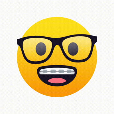 A Yellow Smiley Face With Glasses And Braces On It GIF