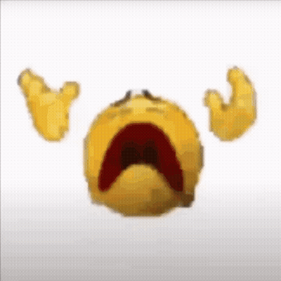 A Yellow Smiley Face With Its Mouth Open And Arms Outstretched Is Crying . GIF