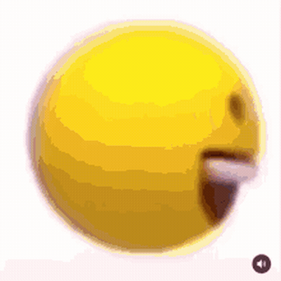 A Yellow Smiley Face With Its Mouth Open And Tongue Sticking Out On A White Background . GIF
