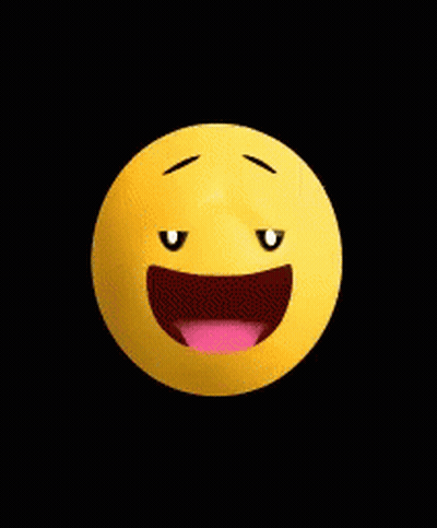 A Yellow Smiley Face With Its Mouth Open And Tongue Sticking Out . GIF