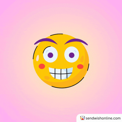 A Yellow Smiley Face With Purple Eyebrows Winks With Sendwishonline.com Below It GIF