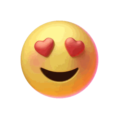 A Yellow Smiley Face With Red Heart Shaped Eyes And A Smile Sticker