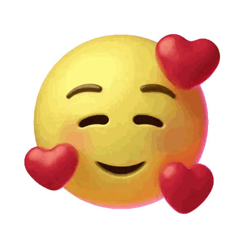 A Yellow Smiley Face With Red Hearts Around Its Face Sticker