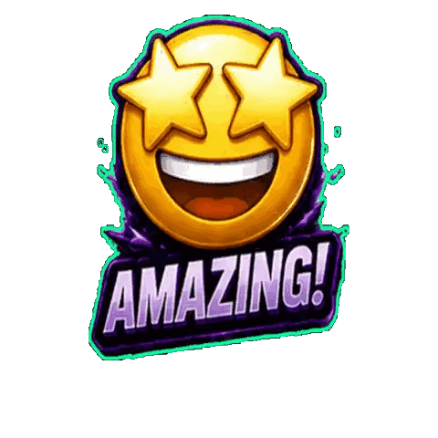 A Yellow Smiley Face With Stars In Its Eyes And The Word Amazing Below It Sticker