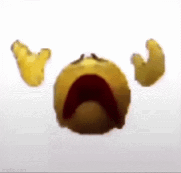 A Yellow Smiley Face With Tears Coming Out Of It 'S Eyes And A Red Mouth . GIF