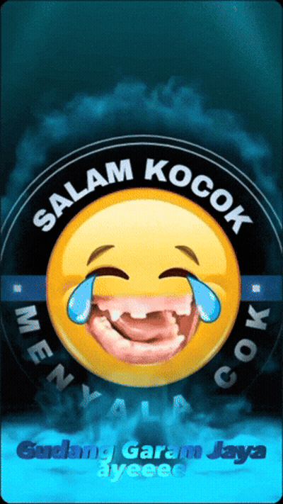 A Yellow Smiley Face With Tears Coming Out Of Its Eyes And The Words Salam Kocok GIF