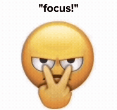 A Yellow Smiley Face With The Words " Focus " Written Below It GIF