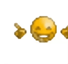 A Yellow Smiley Face With Two Fingers Pointing At It On A White Background . GIF