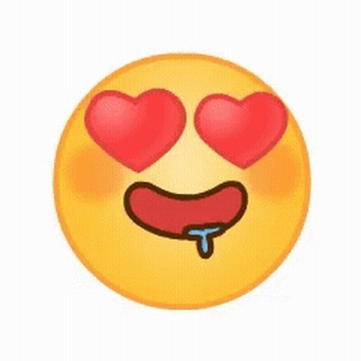 A Yellow Smiley Face With Two Red Hearts In Its Eyes And A Tongue Sticking Out . GIF