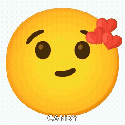A Yellow Smiley Face With Two Red Hearts On Its Forehead GIF