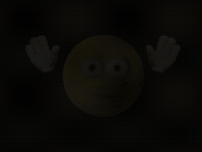 A Yellow Smiley Face With White Gloves Around It GIF